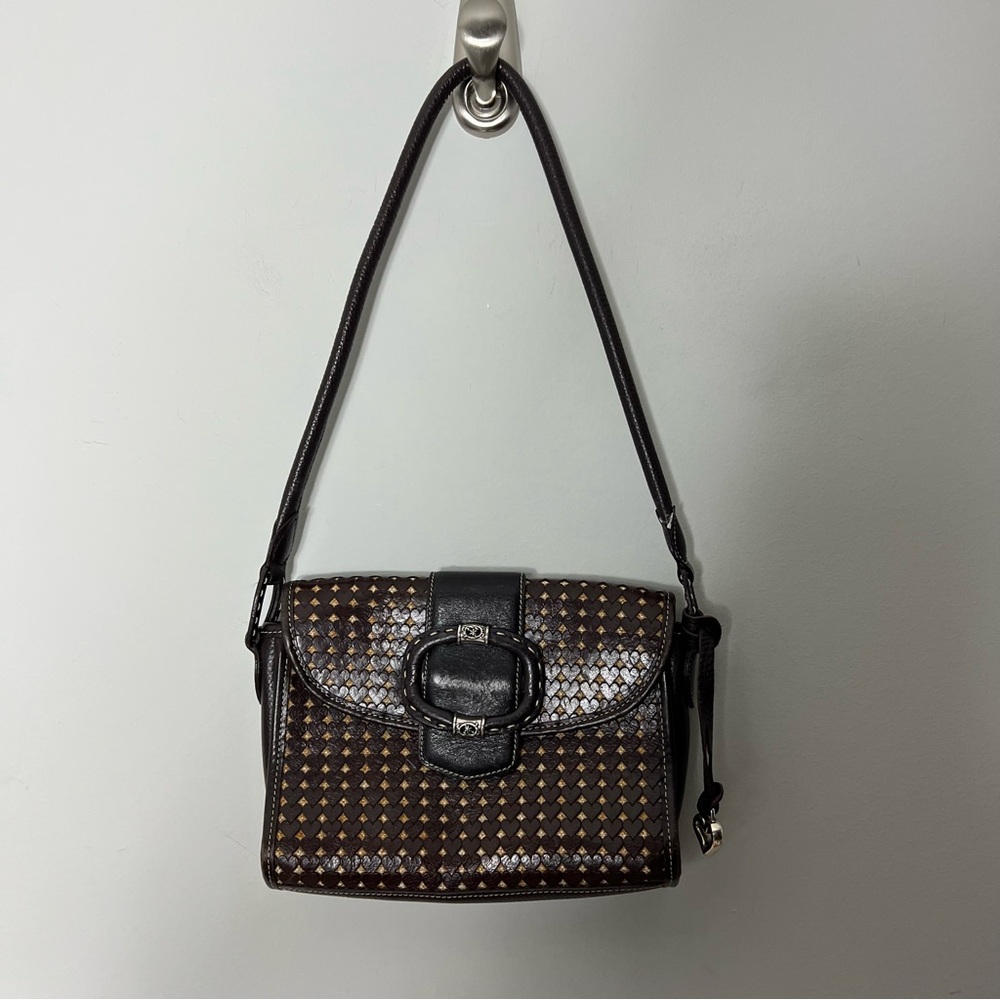 Brighton Genuine Leather Heart Detail Brown Purse HandBag Shoulder Pocketbook